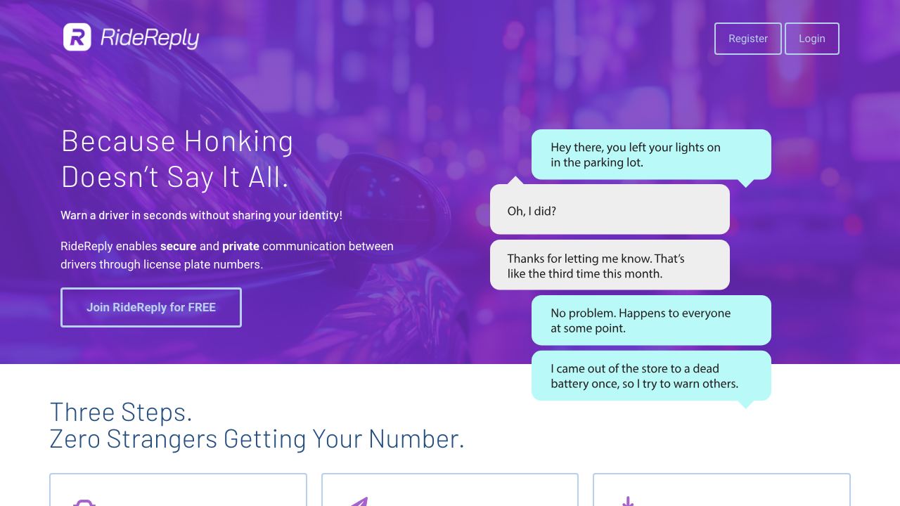RideReply website screenshot