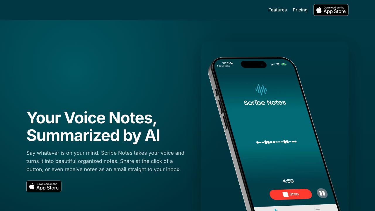 Scribe Notes website screenshot