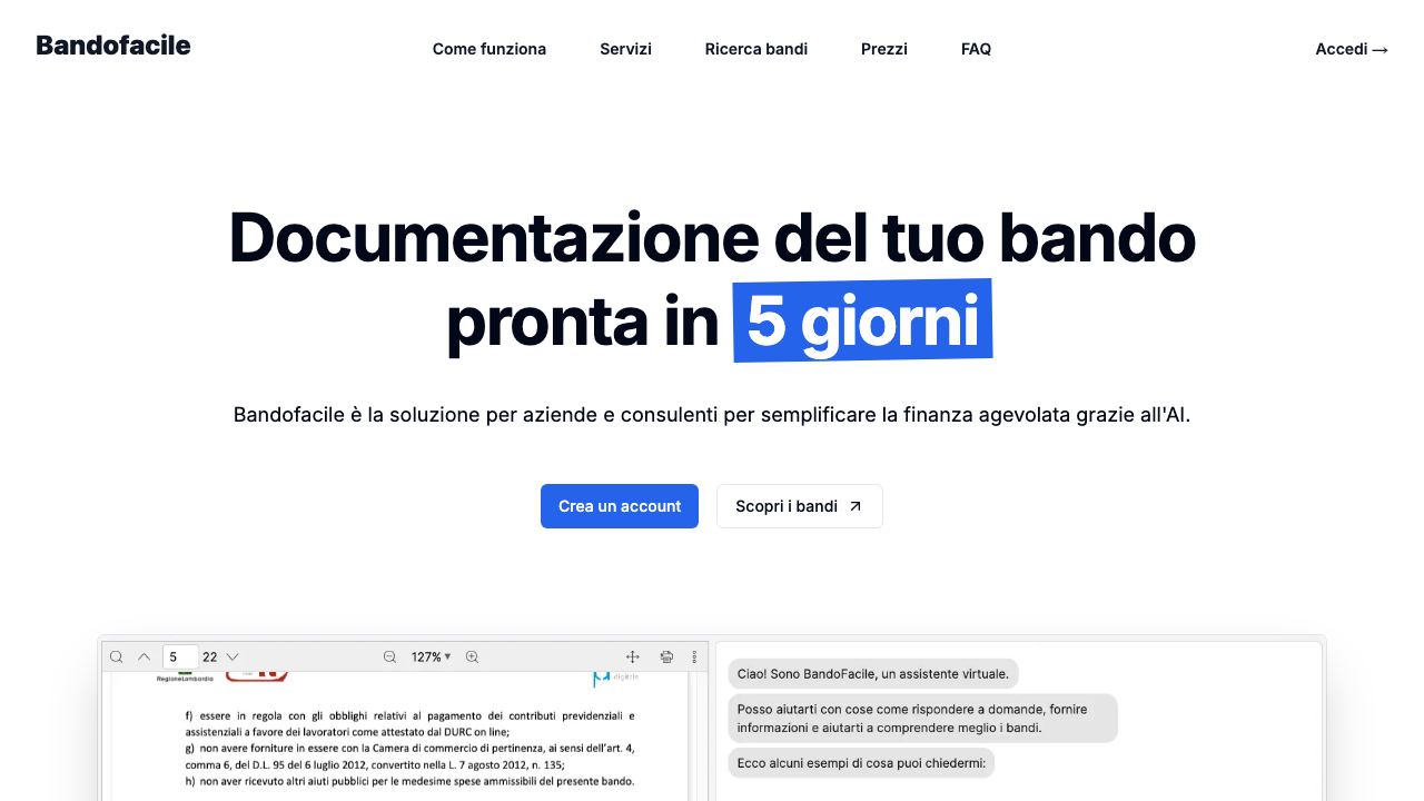 BandoFacile 网站截图