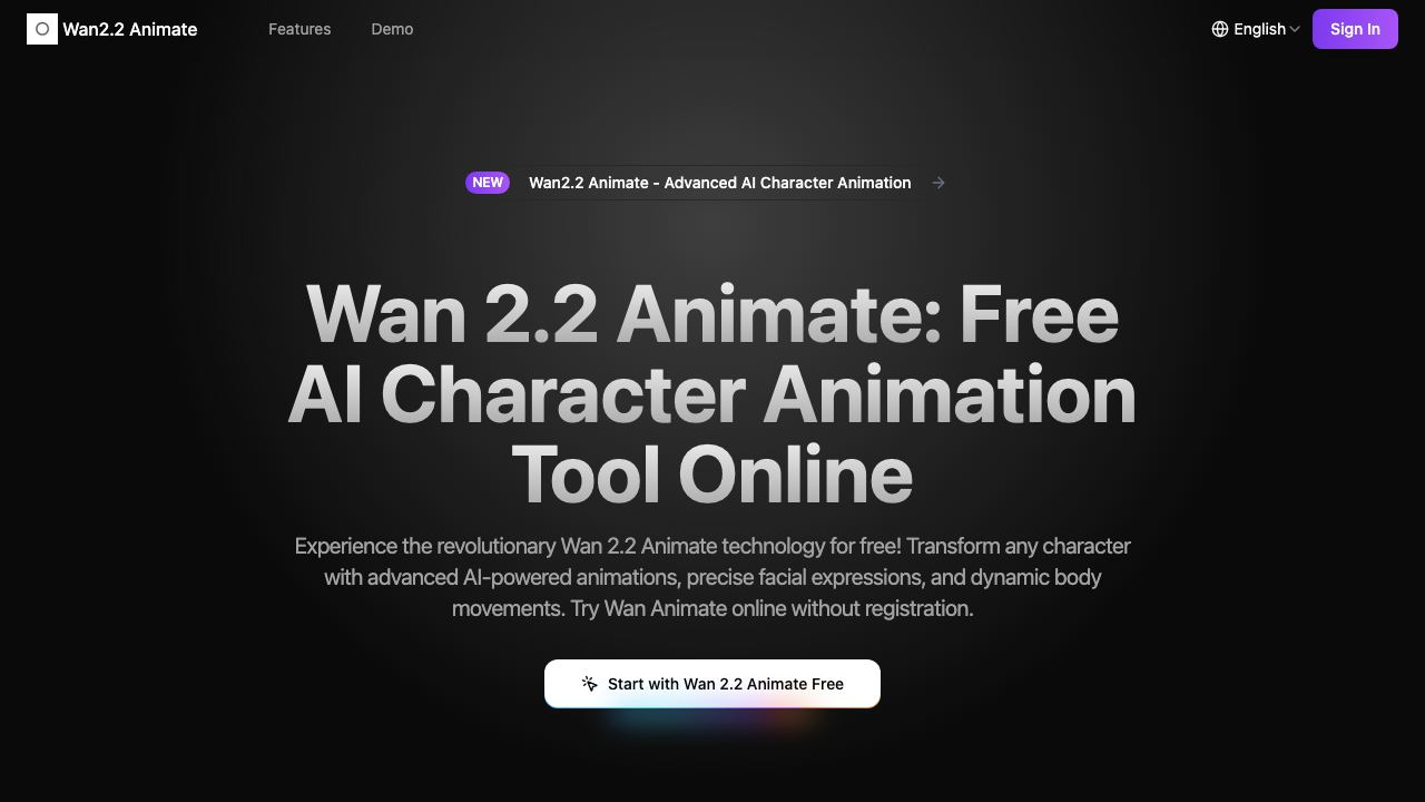 Wan 2.2 Animate website screenshot