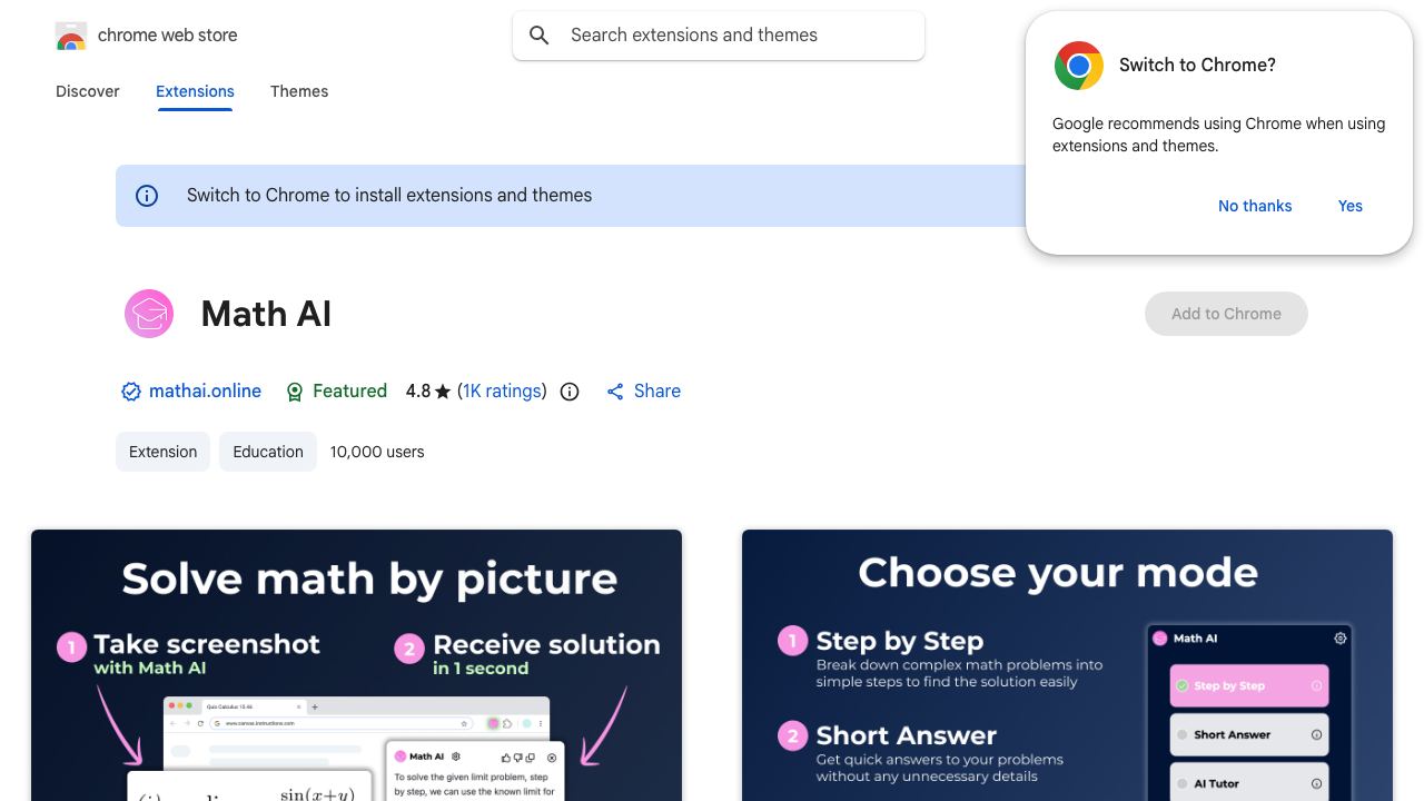 Math AI website screenshot