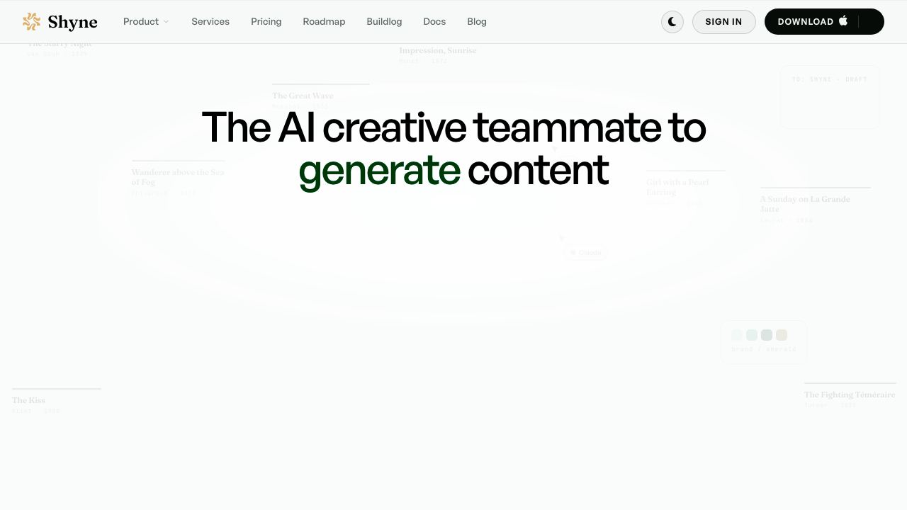 Shyne website screenshot