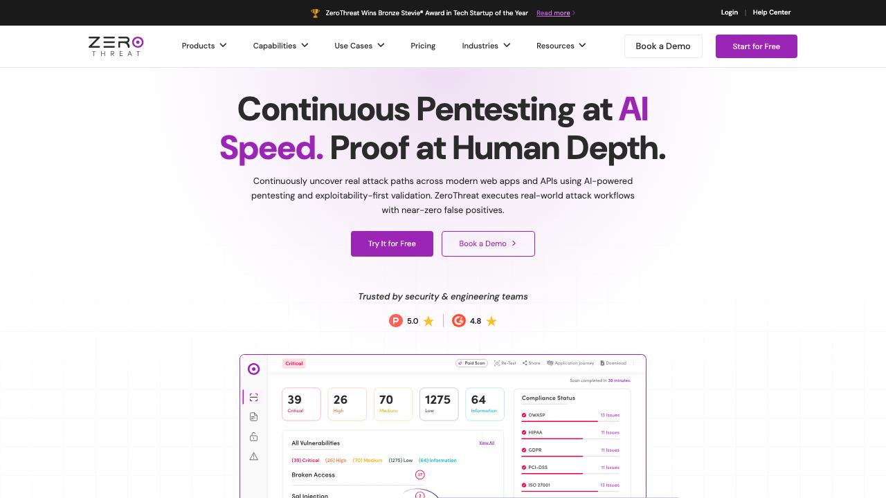 ZeroThreat website screenshot