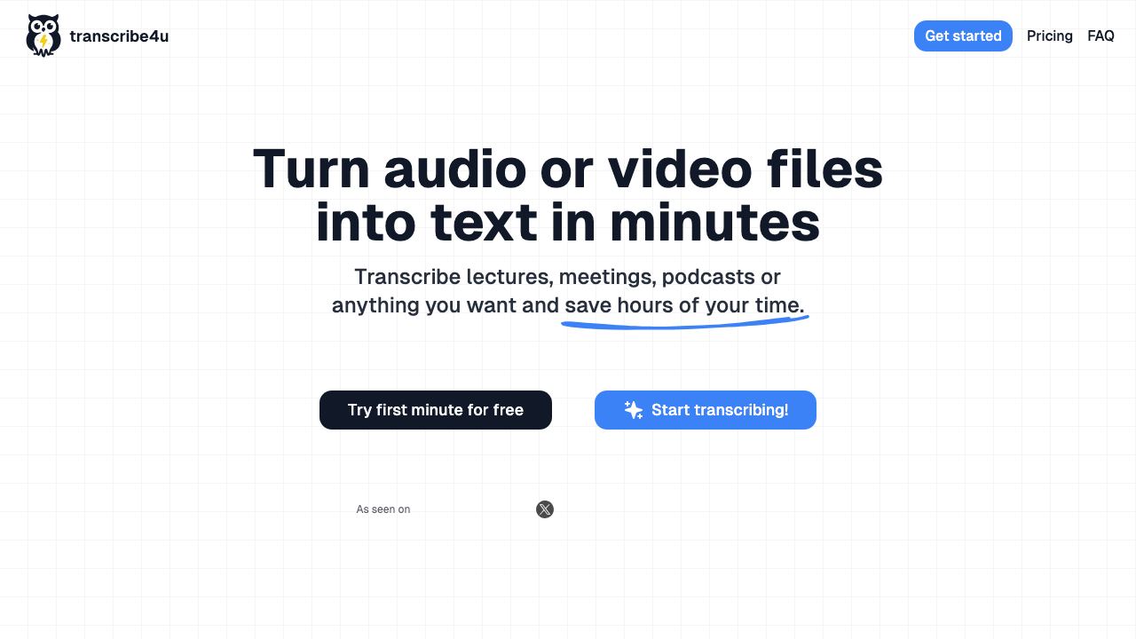 transcribe4u 网站截图