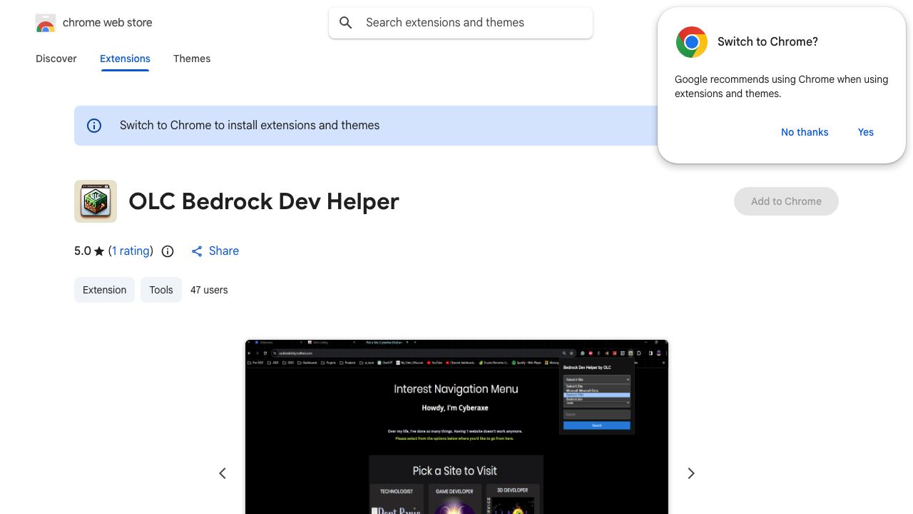 OLC Bedrock Dev Helper 网站截图