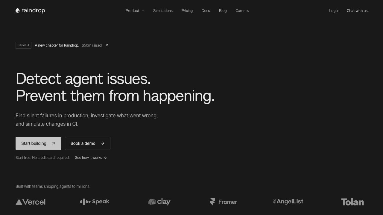 Raindrop website screenshot