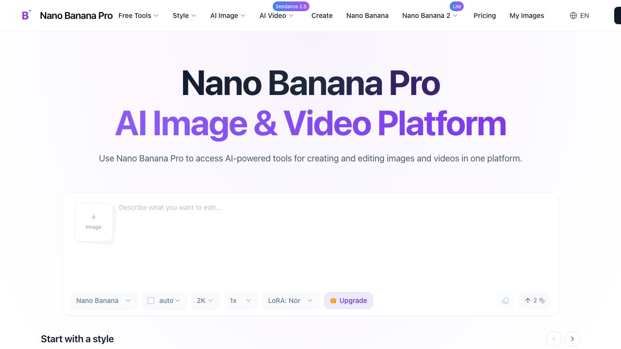 Nano Banana Pro - Google DeepMind's SOTA Image Model 网站截图
