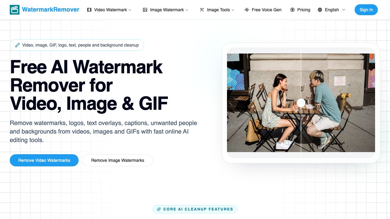 Sora2WatermarkRemover 网站截图