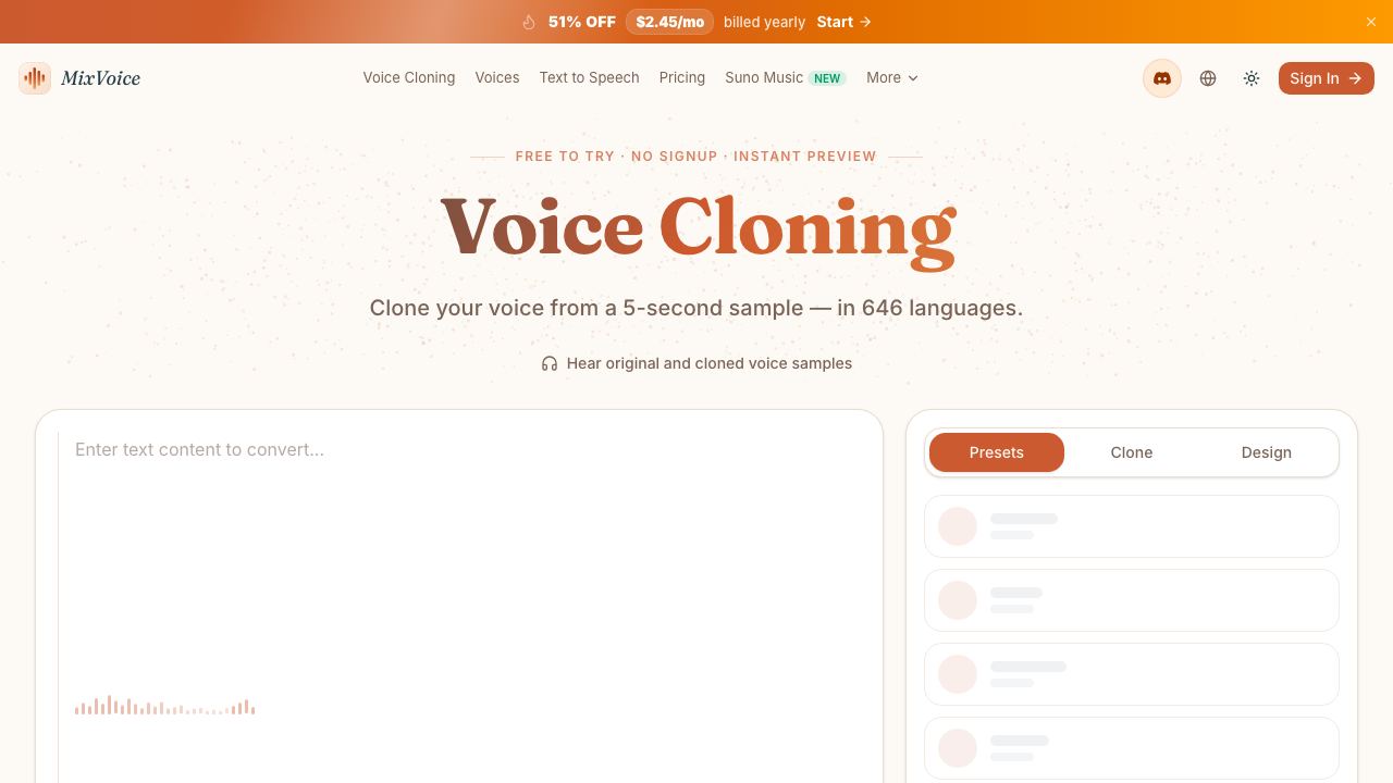 AI Clone Voice Free 网站截图