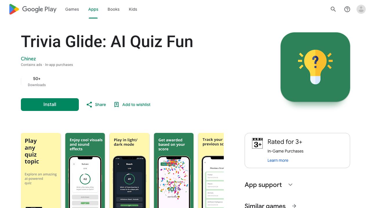 Trivia Glide 网站截图