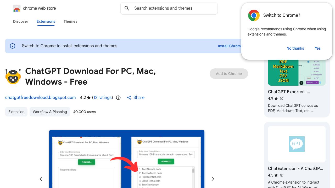 ChatGPT Download For PC, Mac, Windows - Free 网站截图