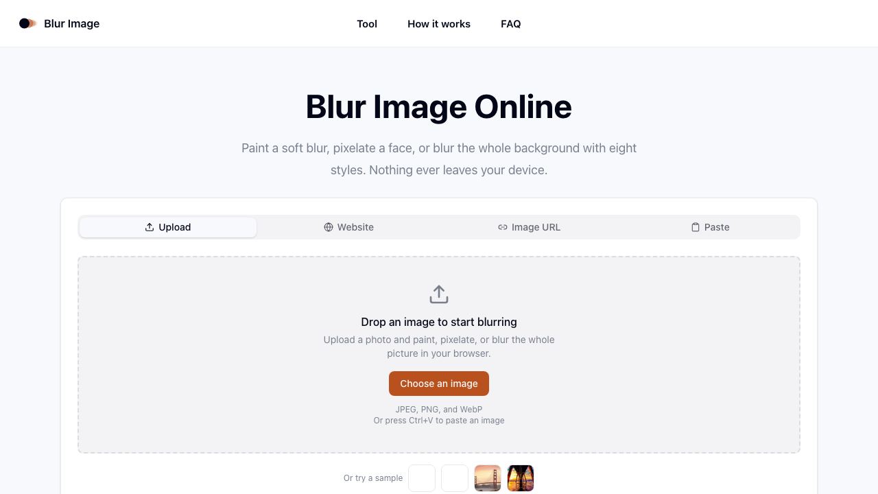 Blur Image website screenshot