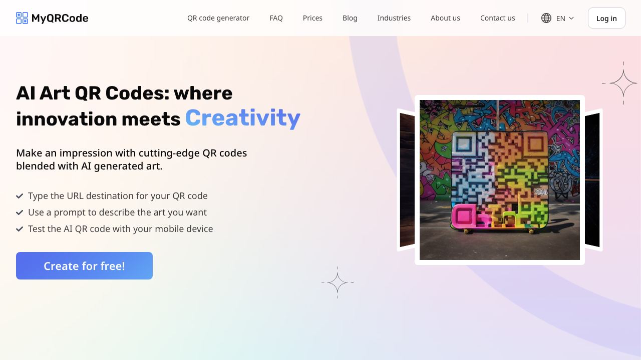 Free AI QR Code Generator by MyQRCode 网站截图