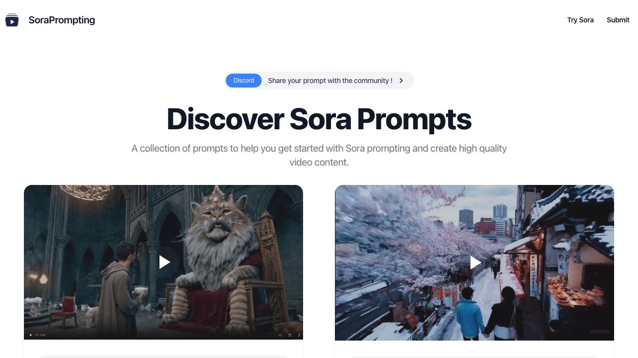 Sora Prompting 网站截图