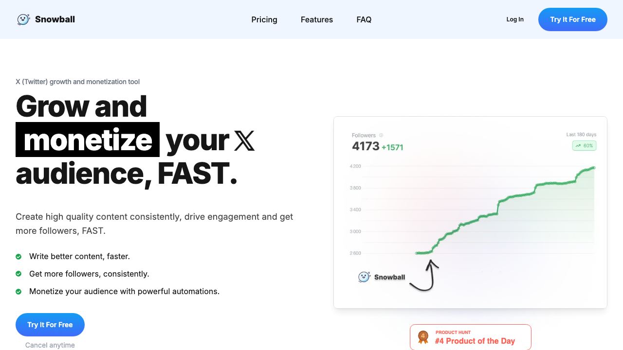 Snowball website screenshot