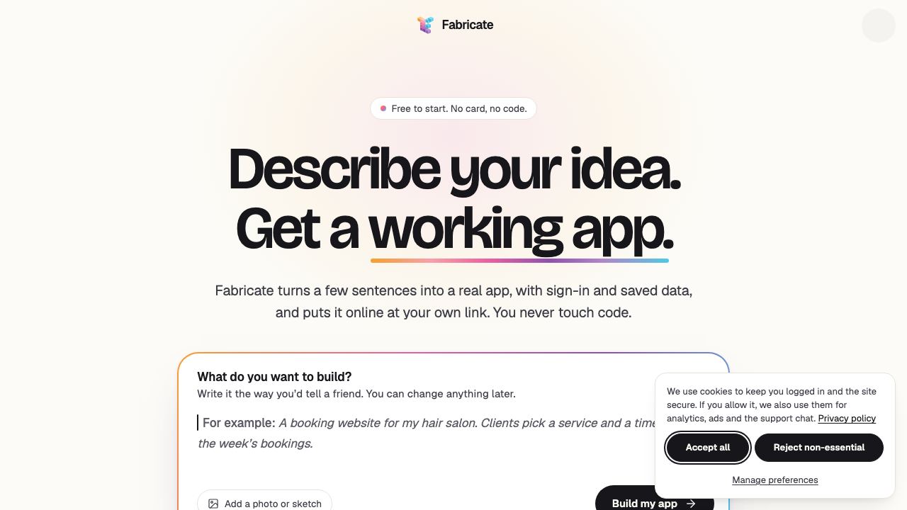 Fabricate website screenshot