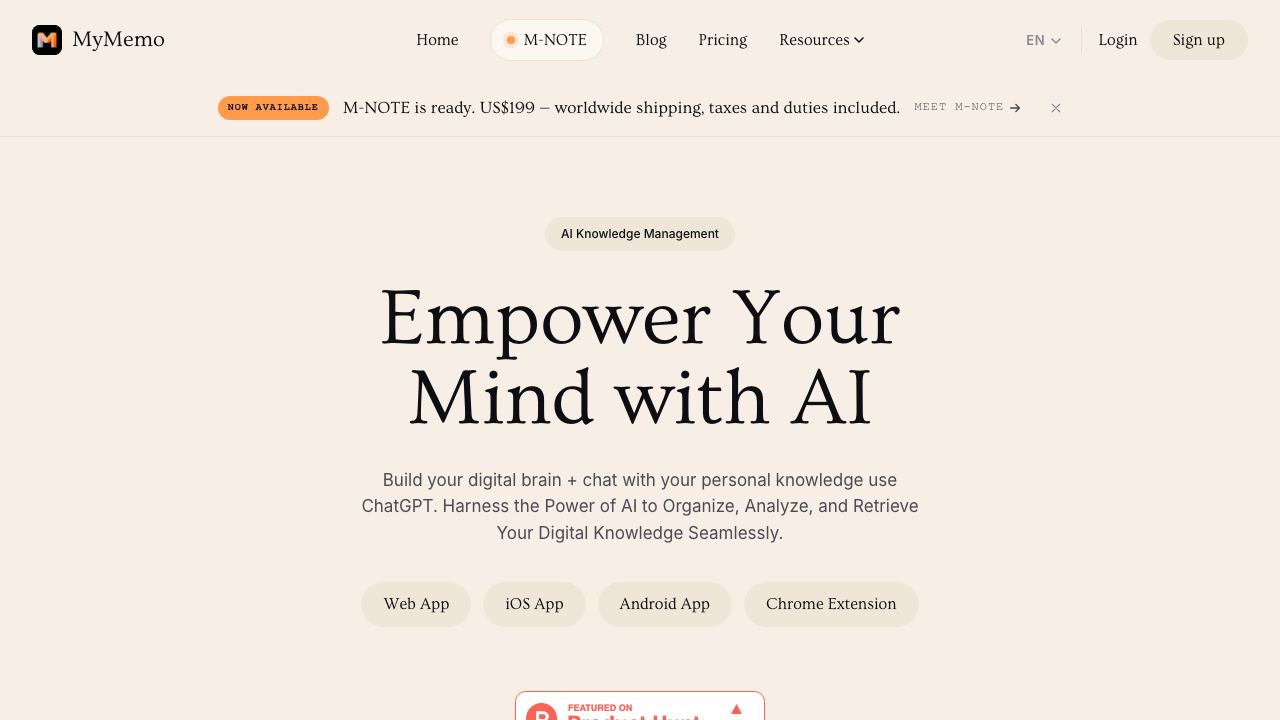 MyMemo AI website screenshot