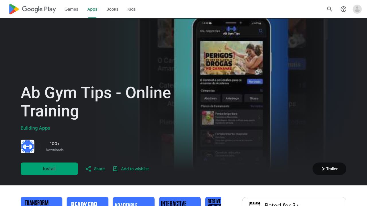Ab Gym Tips - Treino Online website screenshot