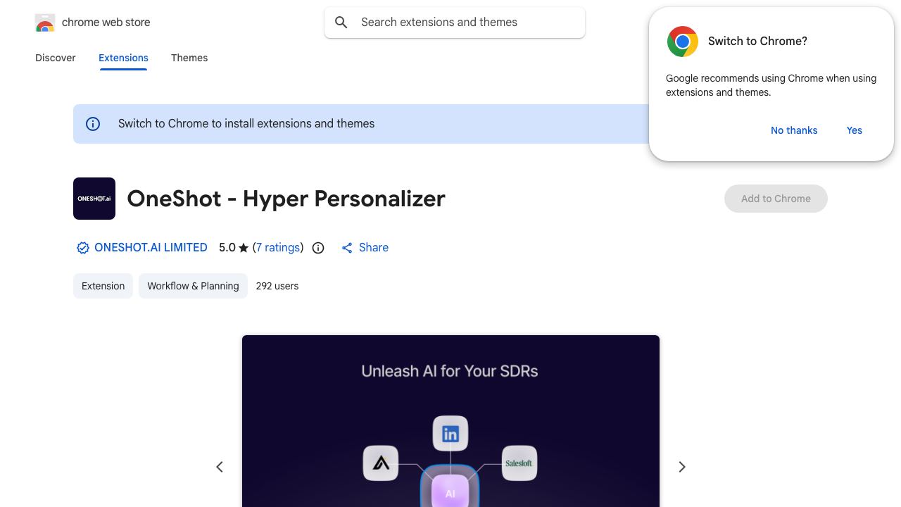 OneShot - Hyper Personalizer 网站截图