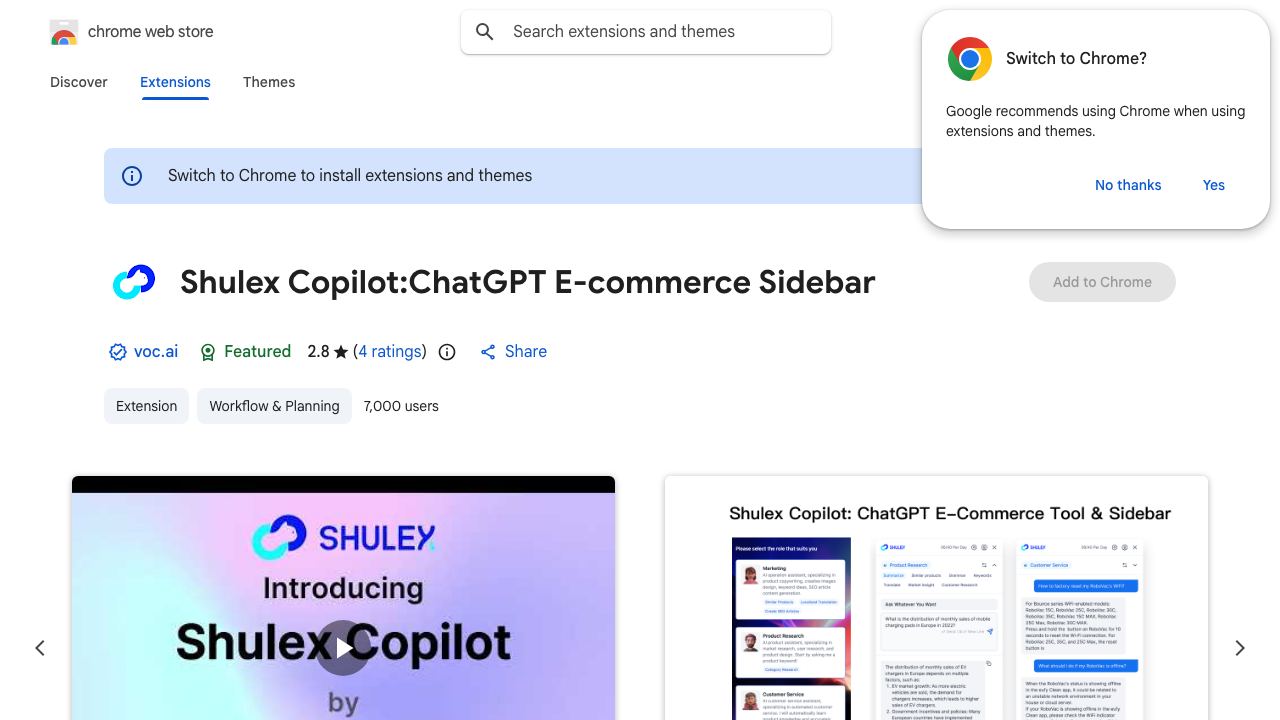 Shulex Copilot:ChatGPT E-commerce Sidebar 网站截图