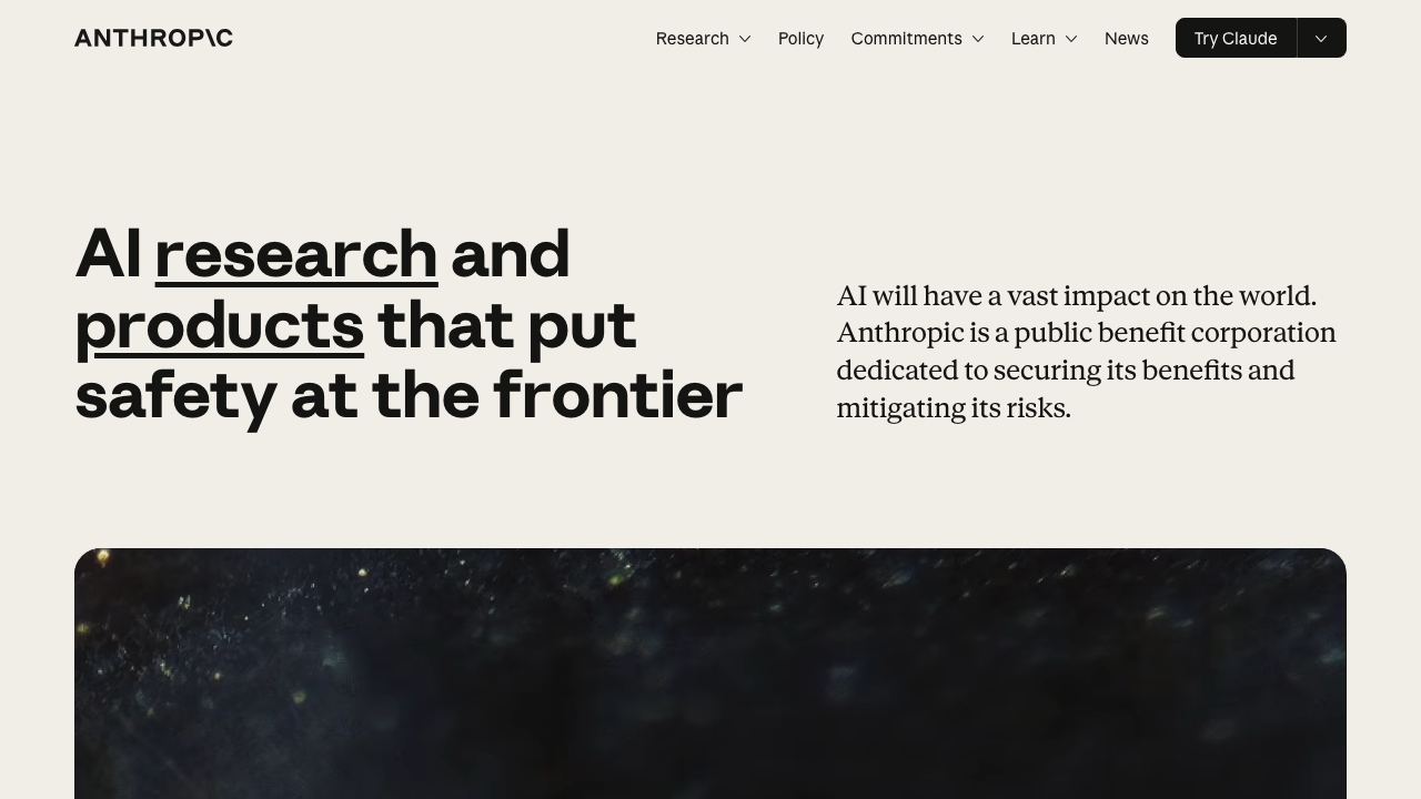 Anthropic website screenshot