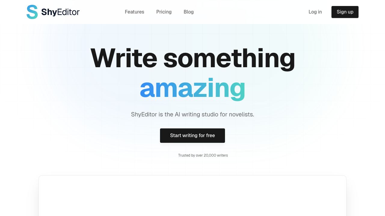 Shy Editor website screenshot