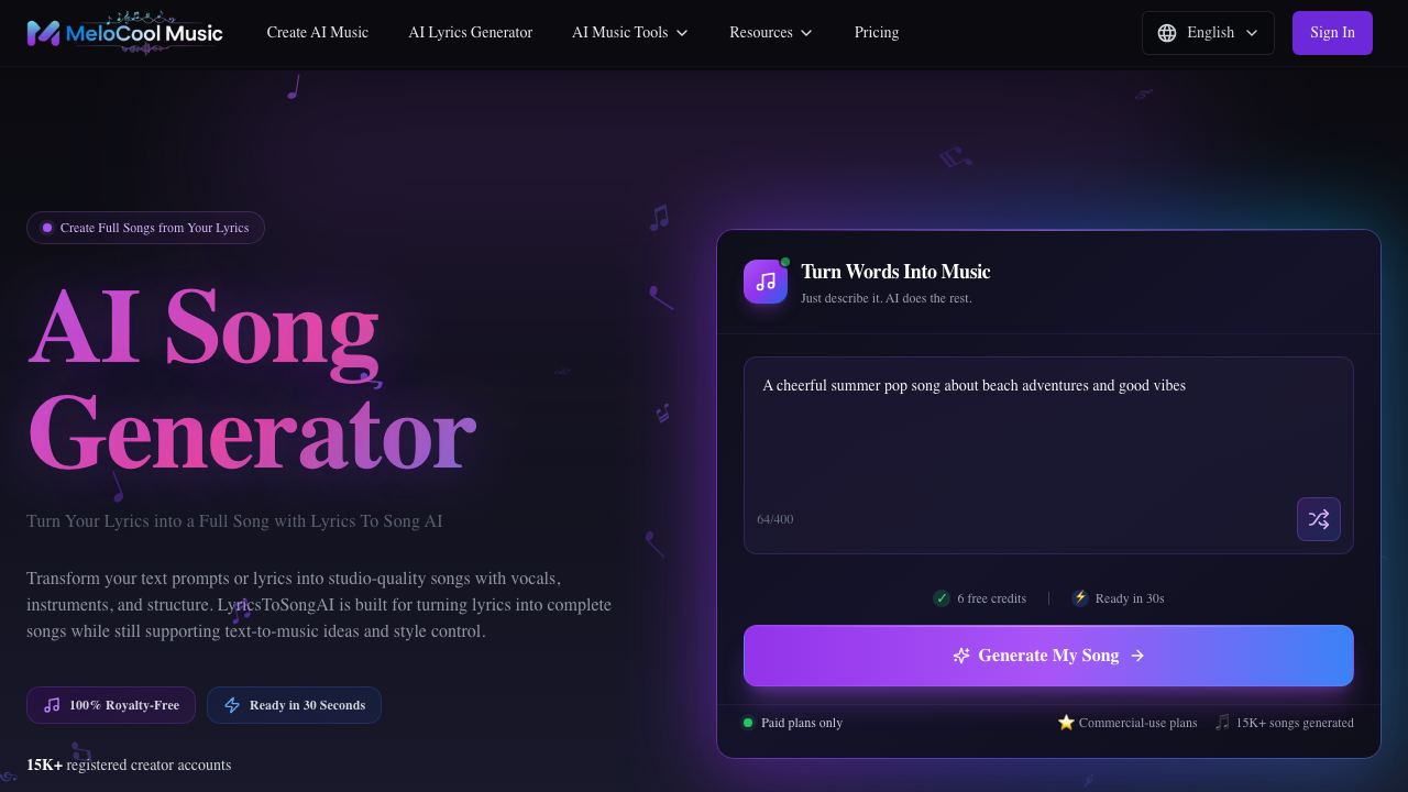 AI Music Maker 网站截图