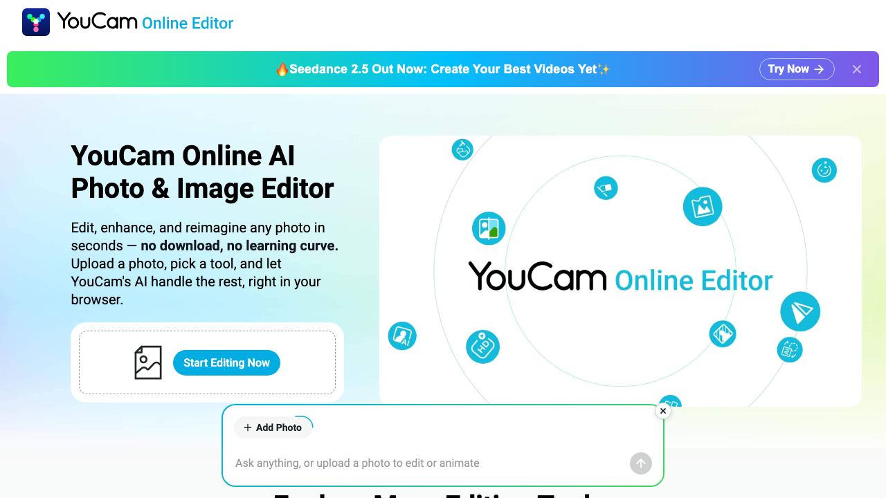YouCam Online Editor 网站截图