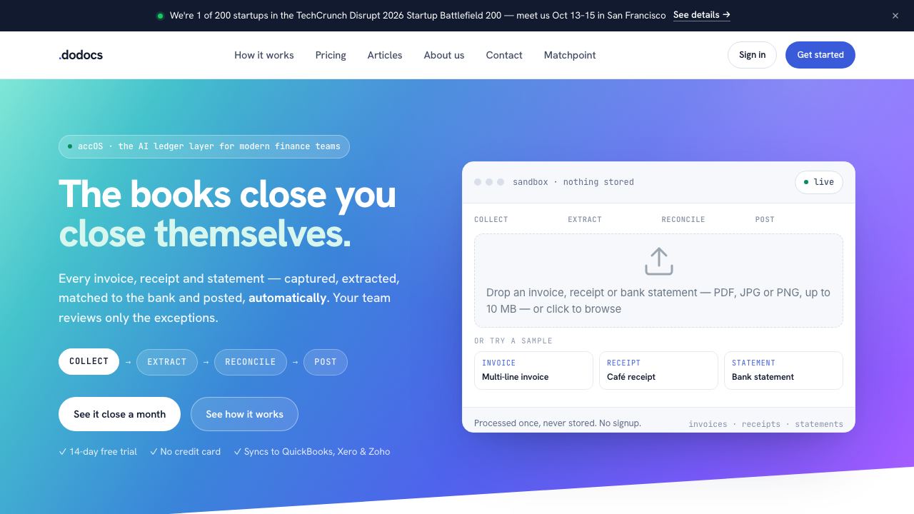 Invoice Matchpoint by .dodocs.AI website screenshot