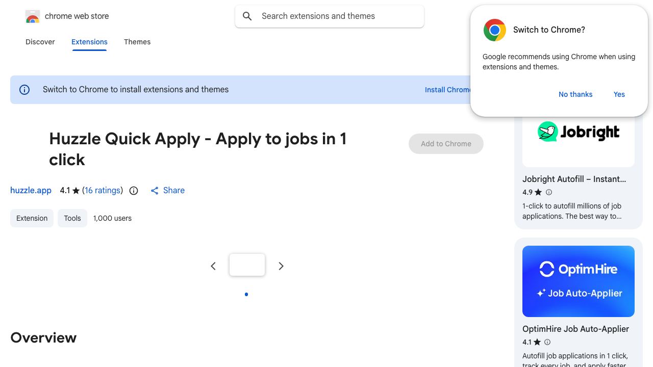 Huzzle Easy Apply - Autofill job applications 网站截图