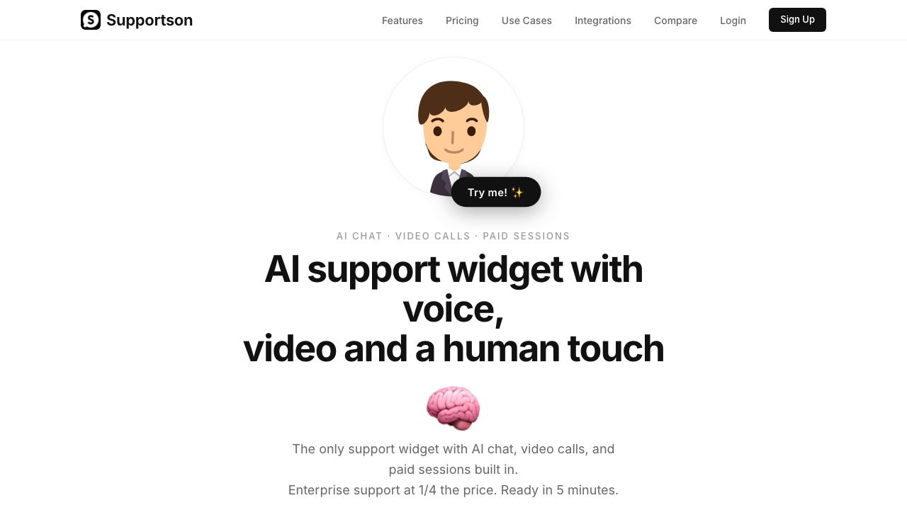 Supportson website screenshot