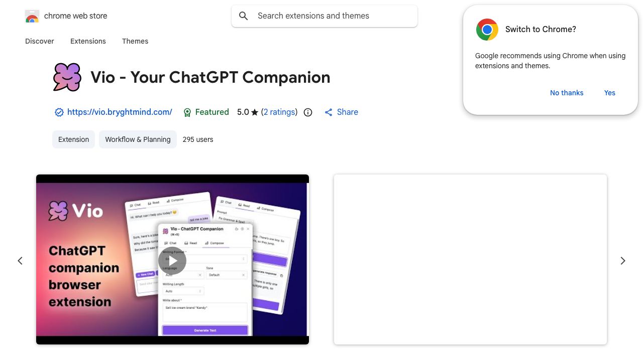 Vio - Your ChatGPT Companion 网站截图