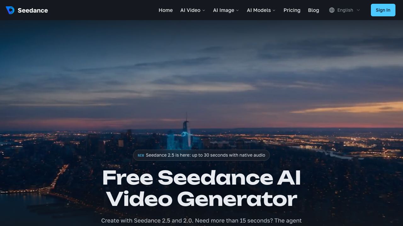 Seedance 网站截图