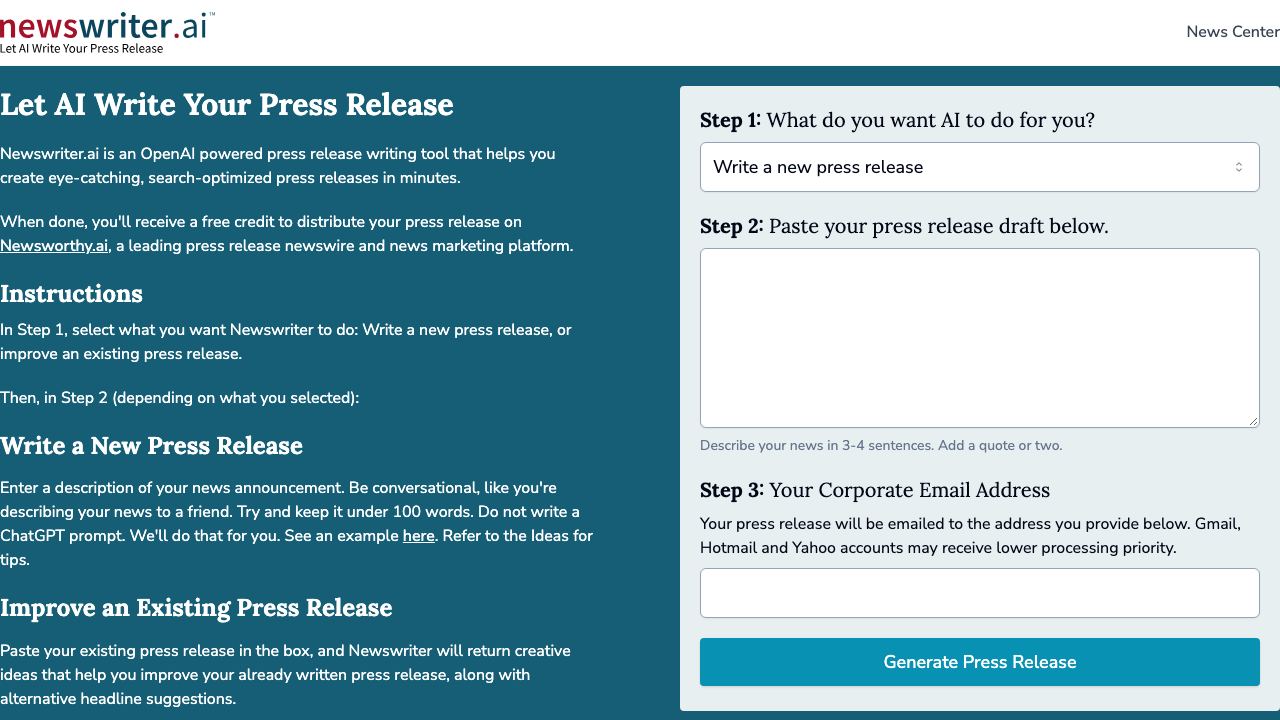 Newswriter.ai 网站截图