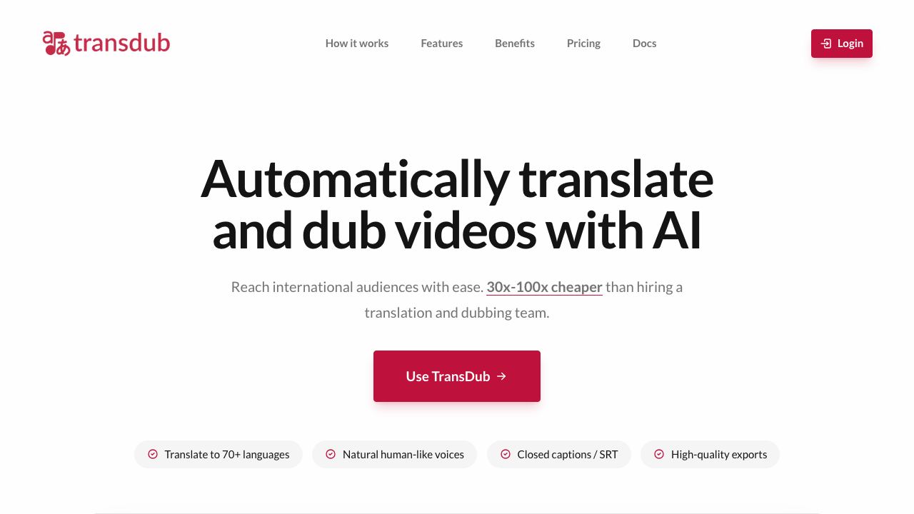 TransDub 网站截图