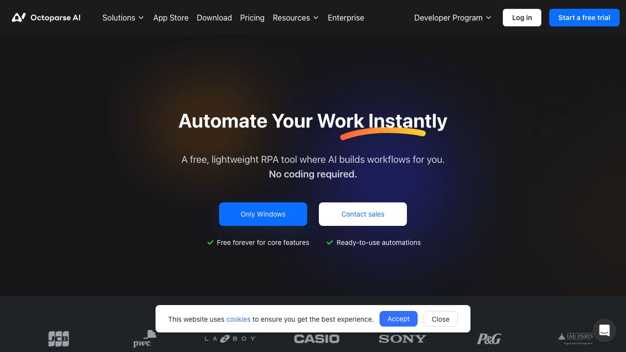 Octoparse AI - Workflow Automation Software 网站截图