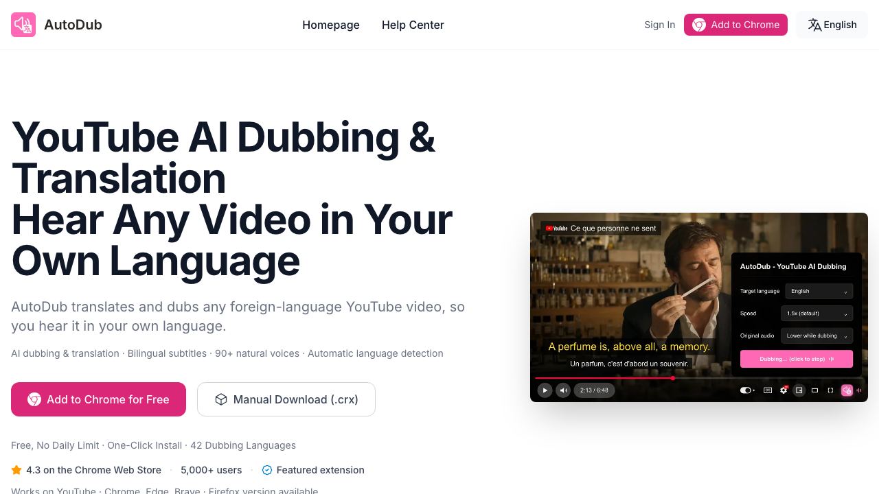 AutoDub 网站截图