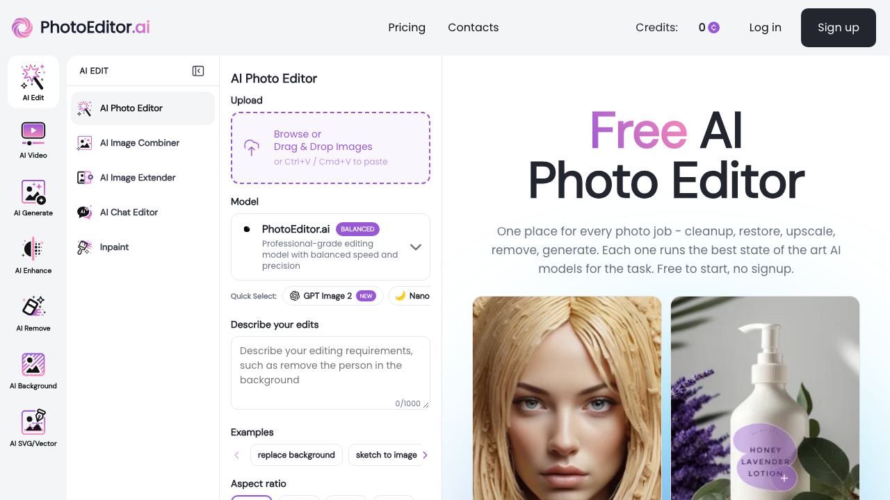 Photo Editor AI 网站截图