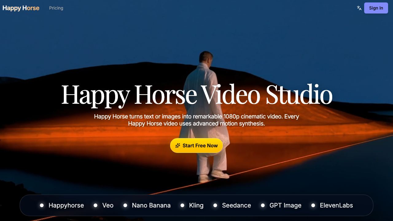 Happyhorse 1.0 AI 网站截图