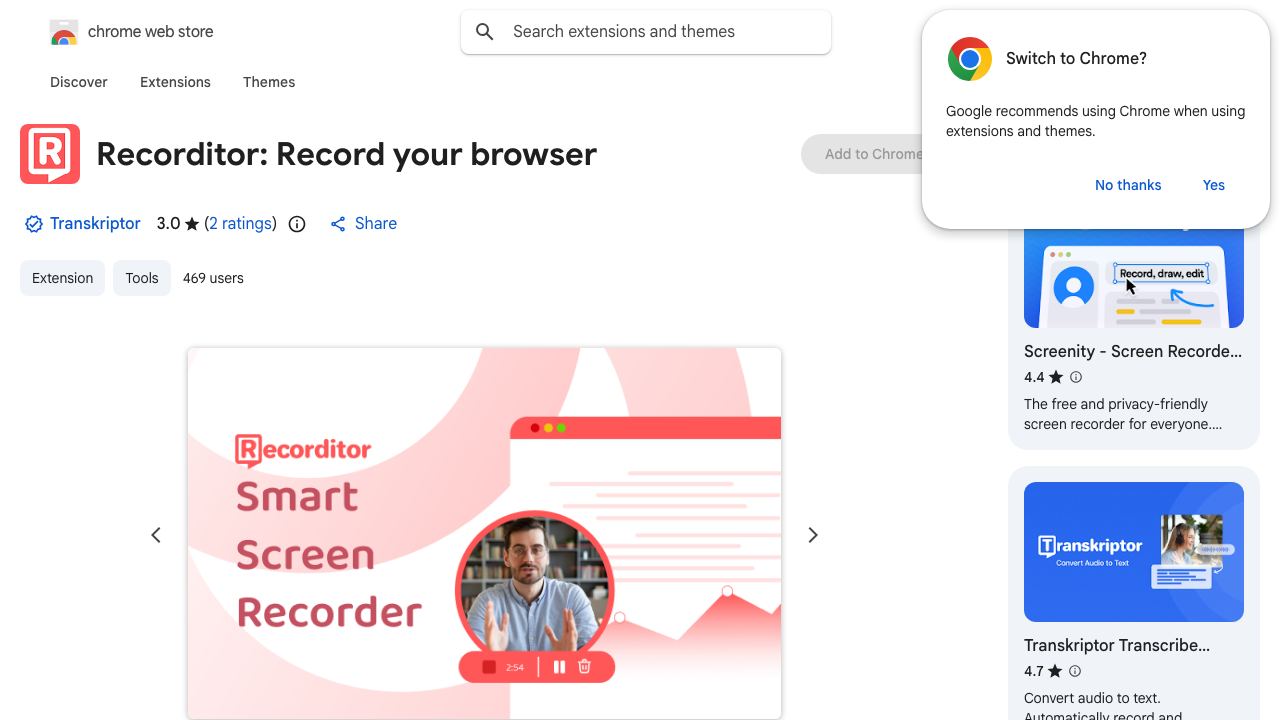 Recorditor: Record your browser website screenshot