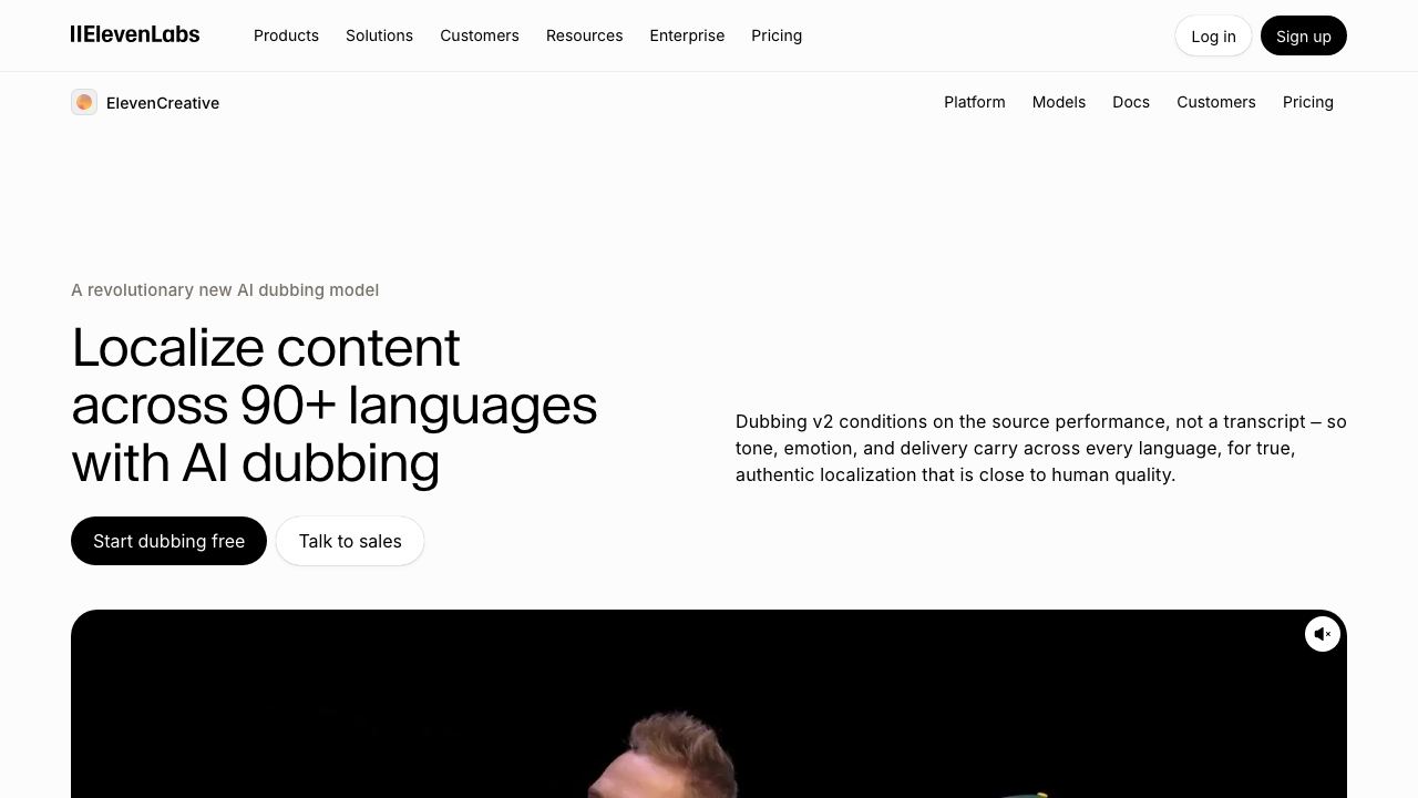 AI Dubbing by ElevenLabs 网站截图