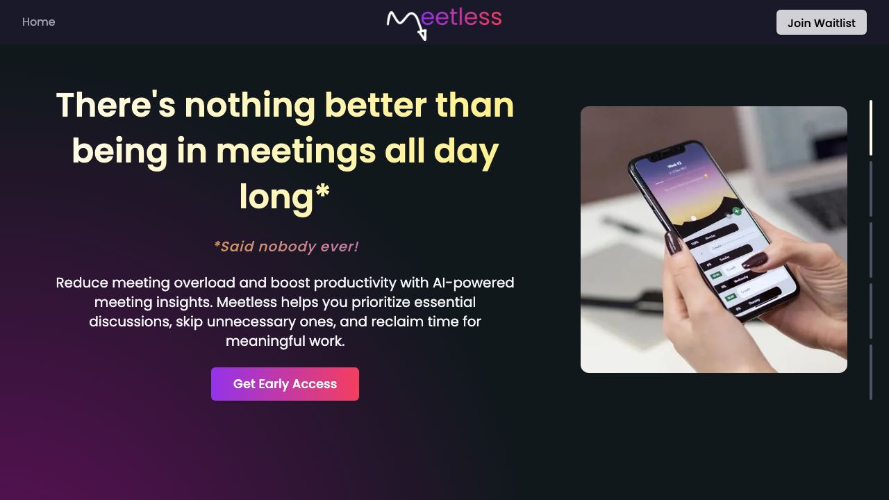 MeetLess 网站截图
