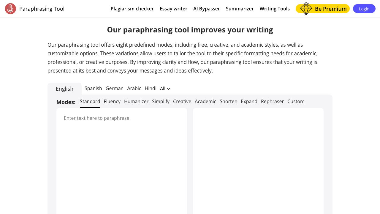Paraphrasing Tool 网站截图