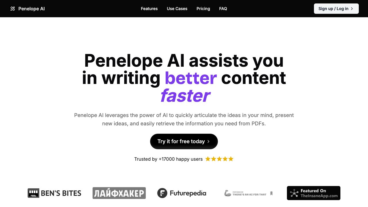 Penelope AI 网站截图