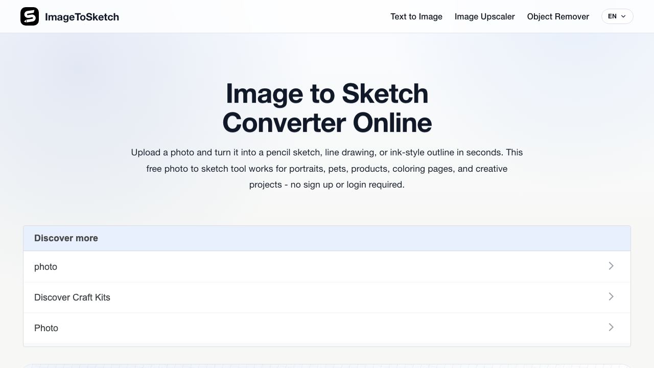 ImagetoSketch website screenshot