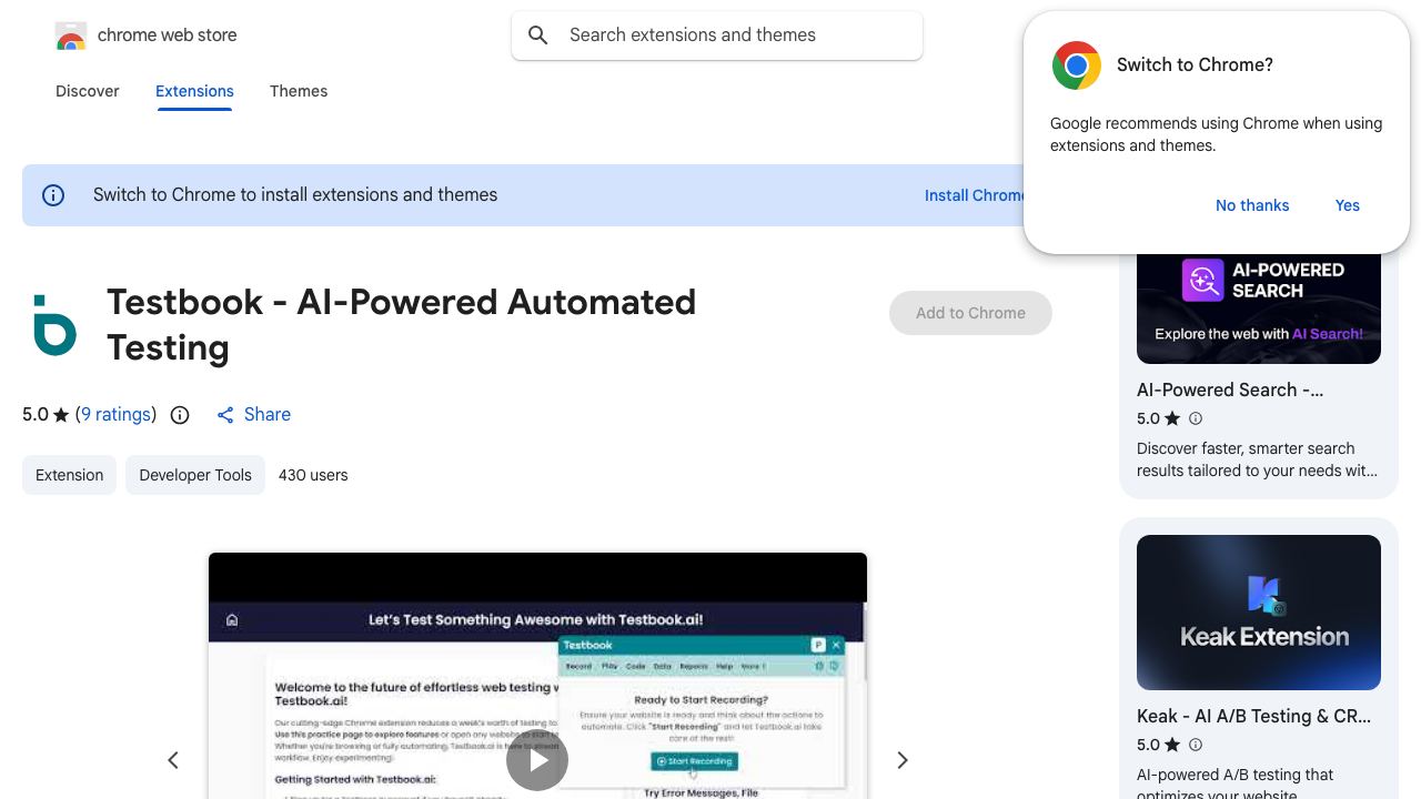 Testbook - AI-Powered Automated Testing 网站截图