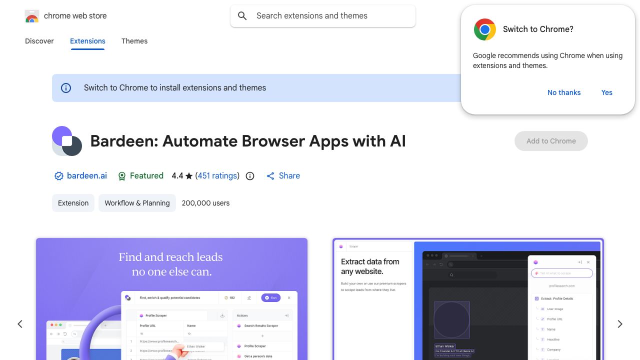 Bardeen AI: Automate Browser Apps for Free website screenshot