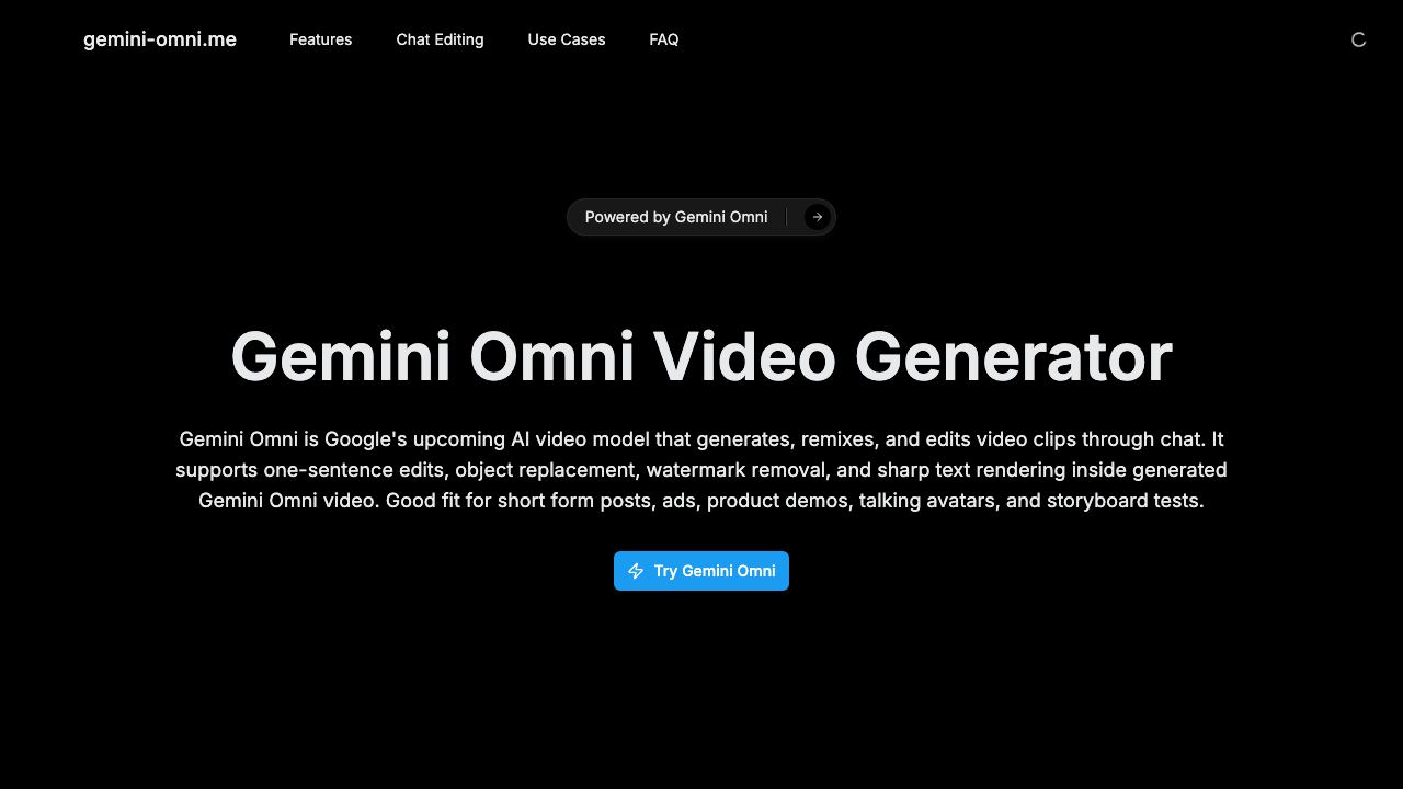 Gemini Omni AI Video Editor 网站截图