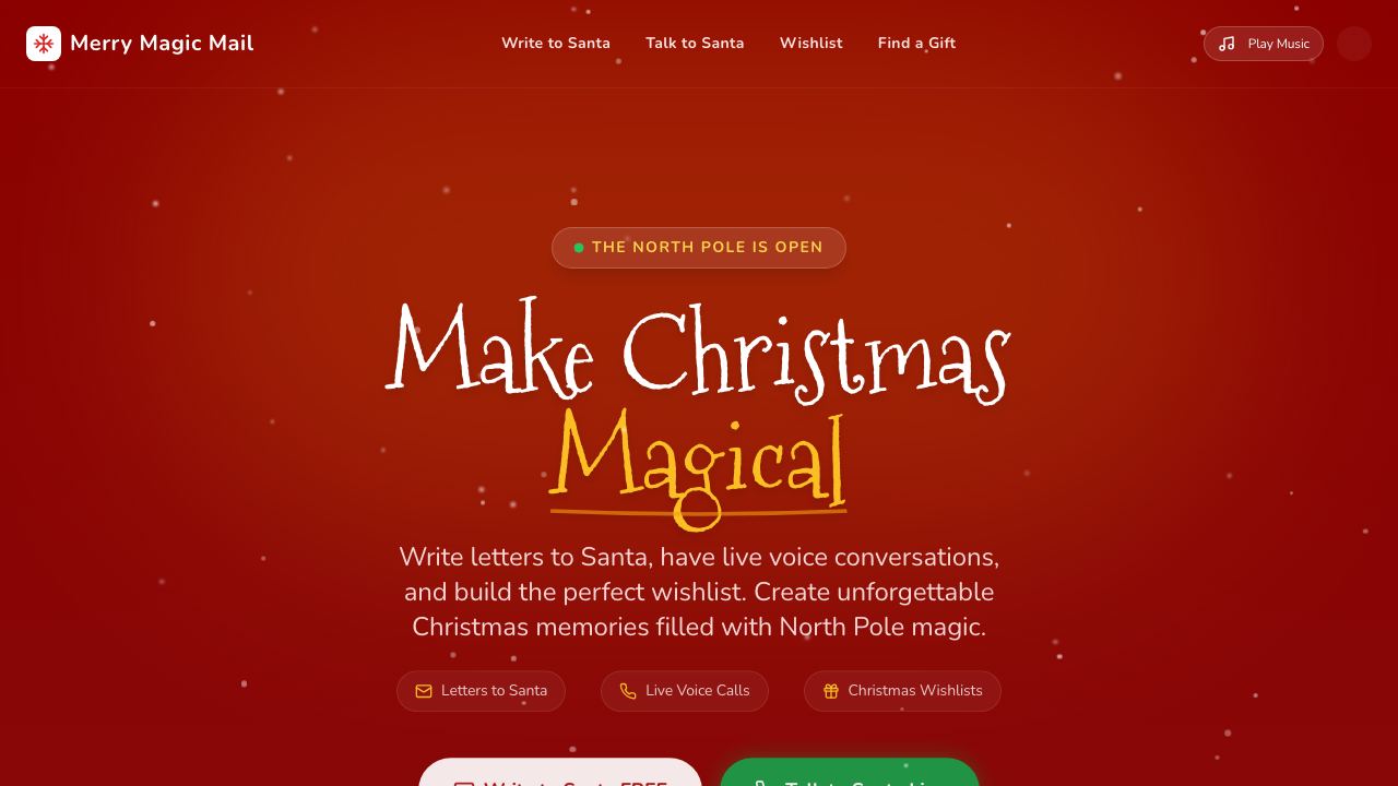 Merry Magic Mail website screenshot