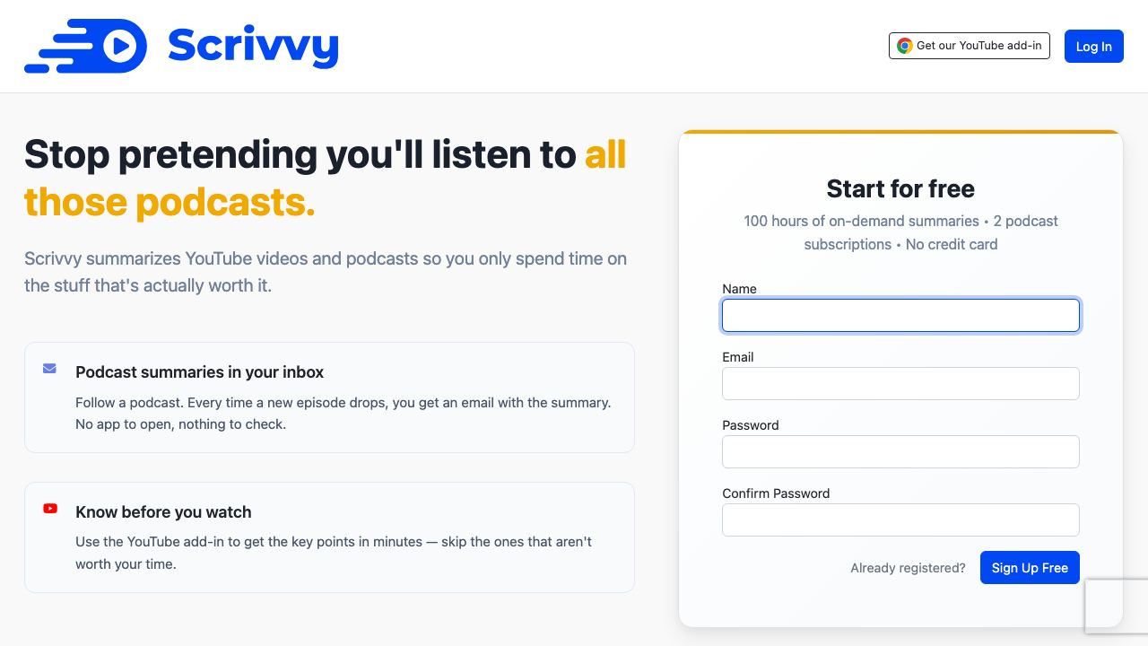 Scrivvy website screenshot